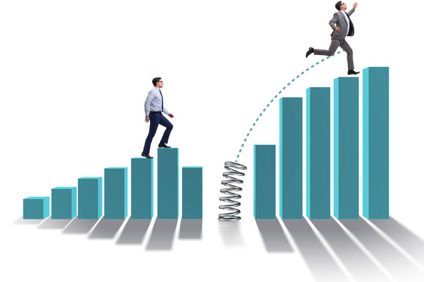 Business people jumping over bar charts - Photo, Image