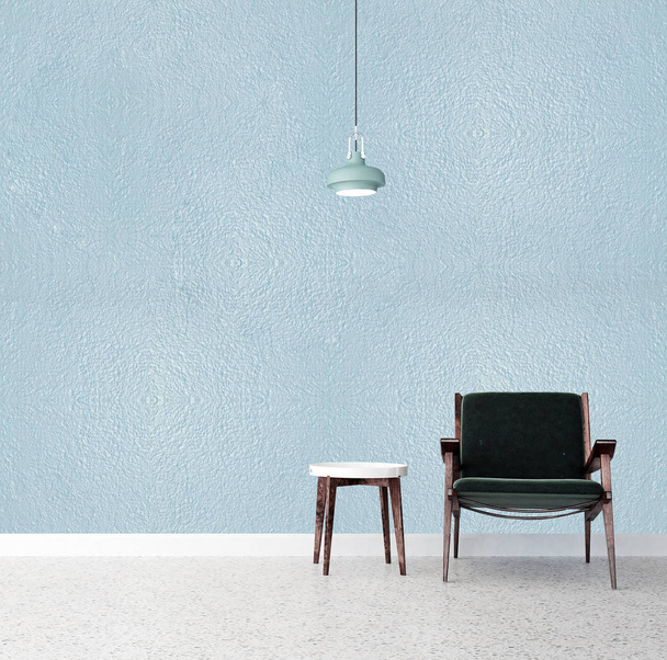O design de interiores de luxo moderno de sala de estar e sala de estar e parede ciano textura fundo
  - Foto, Imagem