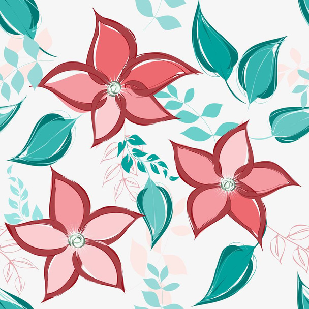 Abstract flower seamless pattern background - Vector, imagen
