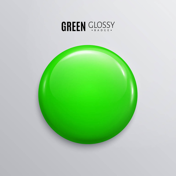 Blank green glossy badge or button. 3d render. - Vektor, obrázek