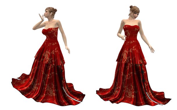 Hermosa mujer en vestido rojo - Foto, Imagen