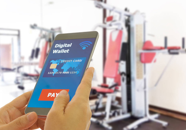 Portefeuille numérique pour payer des biens et services dans un club de santé pour facile et rapide
. - Photo, image