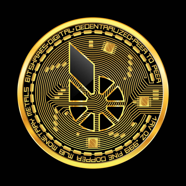 Crypto currency bitshares golden symbol - Vektör, Görsel