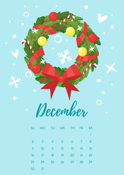 December 2018 year calendar page - Wektor, obraz