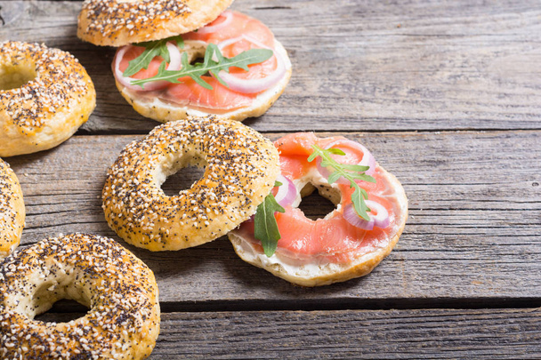 Homemade bagels with salmon  - Photo, Image