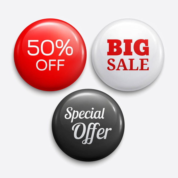 Set of glossy sale buttons or badges. Product promotions. Vector. - Vector, Image