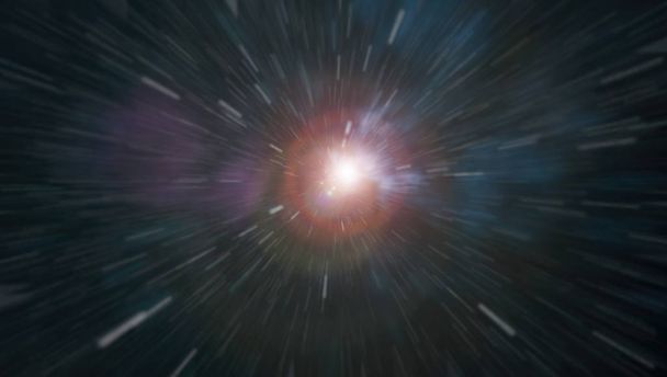 青色星の軌跡におけるワープ運動や超空間運動の概要. - 写真・画像
