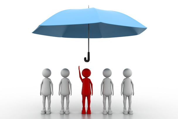 Team standing with a umbrella in white background - Foto, Bild