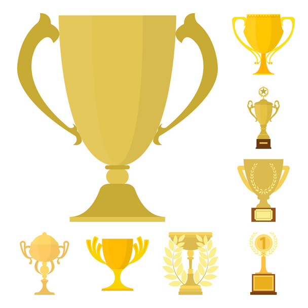 Gold Cup cartoon icons in set collection for design. Winners Cup vector symbol stock web illustration. - Vector, imagen