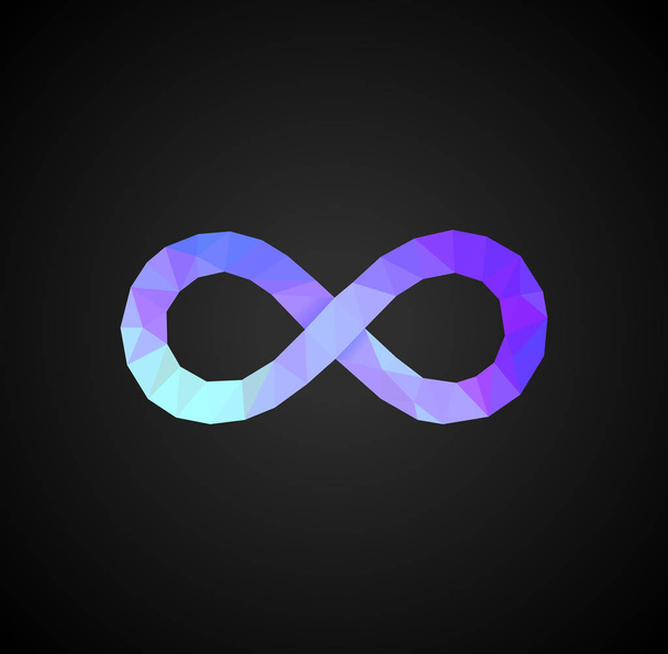 polygonal infinity sign full-colored on a black background - Vector, Image