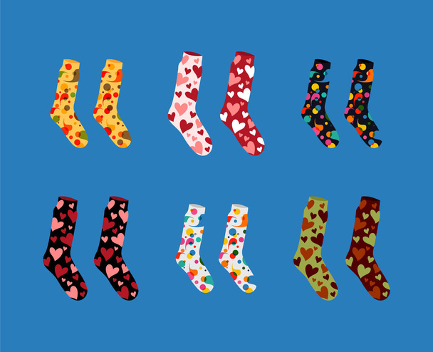 vektör çorap farklı renk doku ve desenler kümesi  - Vektör, Görsel
