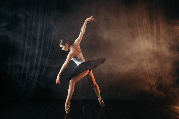 грациозная и красивая балерина, танцующая в балетном классе
 - Фото, изображение