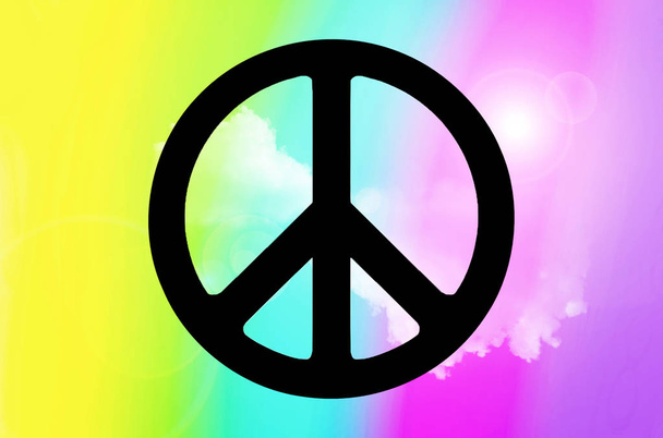 虹の背景に平和のシンボル - 写真・画像