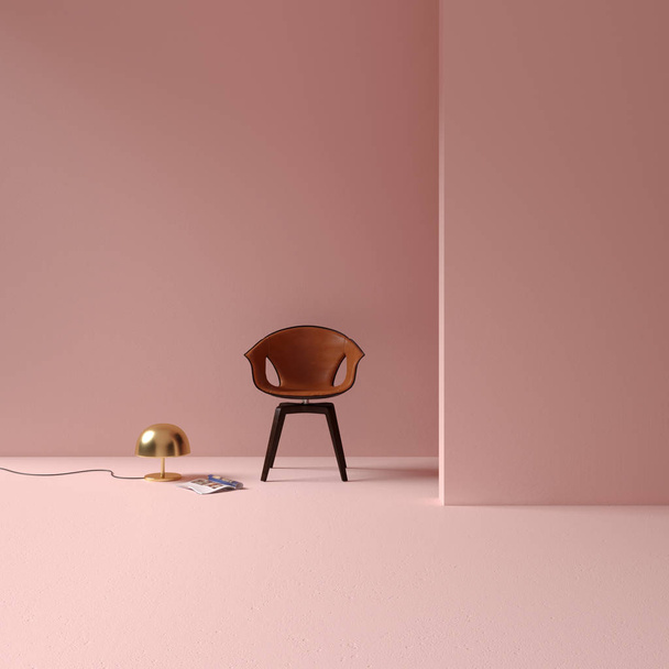 Minimalist Chair in Pink Interior - Φωτογραφία, εικόνα