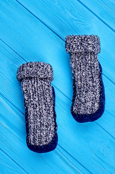 Cute handmade knitted socks. - Photo, Image