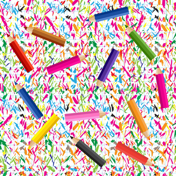 Colorful pencils and lines - Διάνυσμα, εικόνα