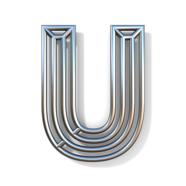 Wire outline font letter U 3D - Фото, изображение