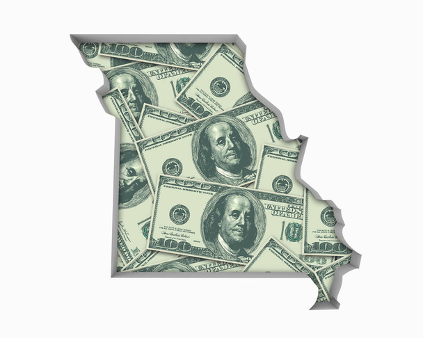 Missouri MO Money Map Cash Economy Dollars Illustration 3D
 - Photo, image