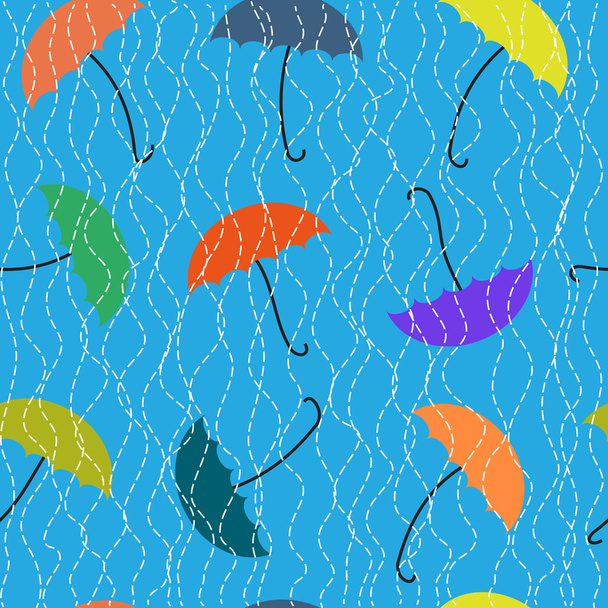 Colorful umbrellas and rain. - Vektori, kuva