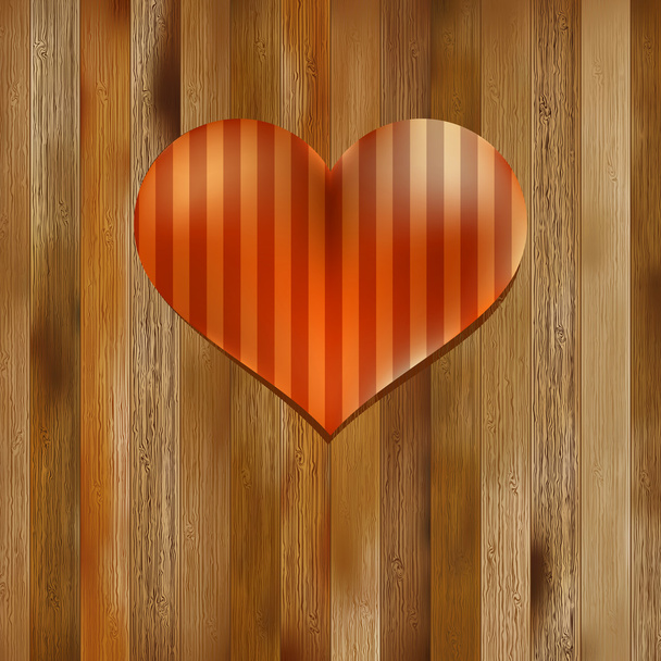 Heart shaped Valentines Day symbol on old wood. + EPS8 - Vetor, Imagem