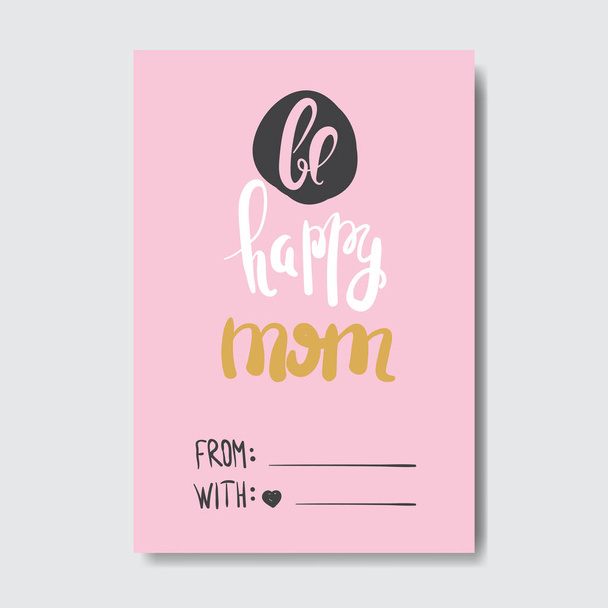 Happy Mother Day Cute Hand Drawn Greeting Card With Beautiful Lettering - Вектор,изображение