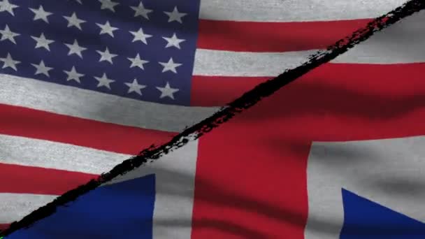 Amérique VS Grande-Bretagne Drapeaux sur un écran vert
 - Séquence, vidéo