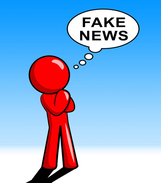 Mies ajattelee Fake News 3d kuvitus
 - Valokuva, kuva