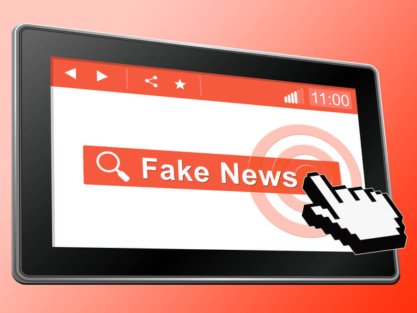 Búsqueda de noticias falsas en la ilustración de tableta 3d
 - Foto, imagen