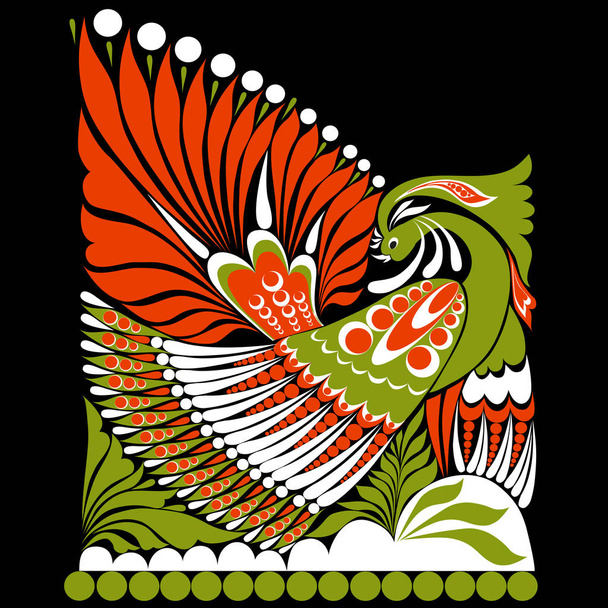 Російський вектор Орнамент. фольклор Орнамент з птиці - Вектор, зображення