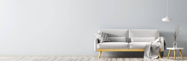 Modern interior with sofa panorama 3d rendering - Foto, Bild