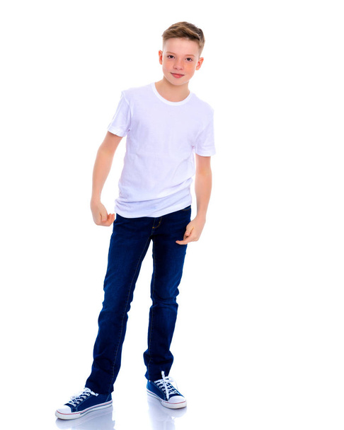 Portrait of a teenager boy in full growth. - Фото, изображение