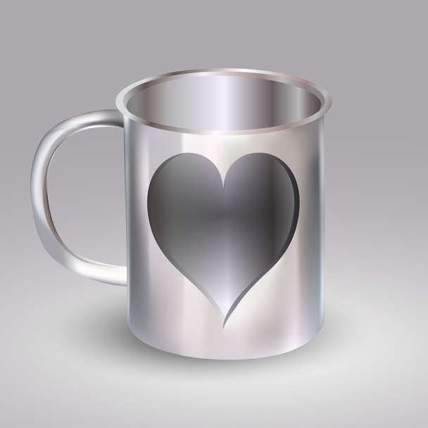 Steel cup with heart. Vector illustration. - Вектор, зображення