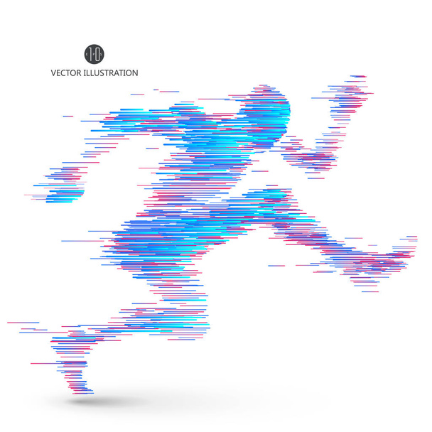 Running people, composed of colored lines. - Vector, Image
