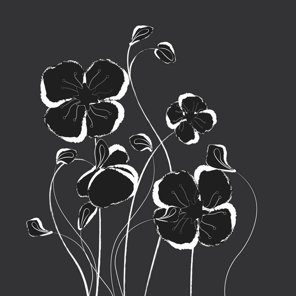 Black Poppy Flowers, Banner Background with Poppies - Vector Illustration
  - Вектор,изображение