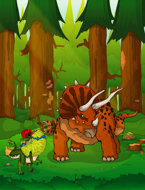 Triceratops on the background of forest - Vector, Image