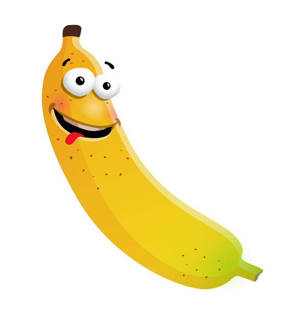 Μπανάνα διασκέδαση κινούμενα σχέδια χαρακτήρα. Εικονογράφηση διάνυσμα, απομονωμένες, clip-art σε λευκό φόντο - Διάνυσμα, εικόνα