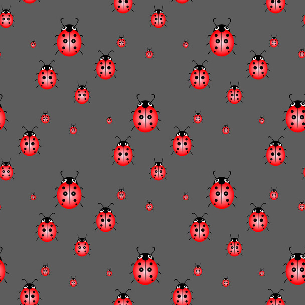 Seamless background with pretty watercolor ladybugs. Vector illustration. - Διάνυσμα, εικόνα