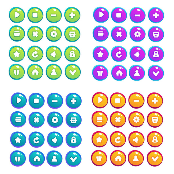 Mobile Game UI, vector collection of icons, and buttons, cartoon - Vector, Image