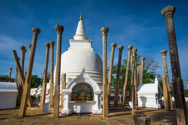 Thuparamaya dagoba (stupa), Anuradhapura, Sri Lanka. It is considered to be the first dagaba built in Sri Lanka following the introduction of Buddhism. - Photo, image