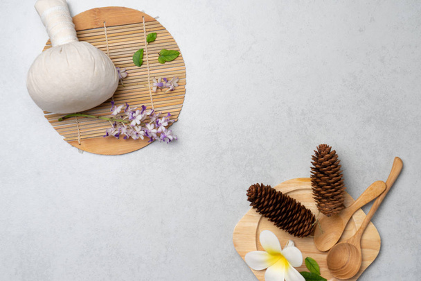 Aromatherapy  product  Spa set massage with concrete  background - Фото, зображення