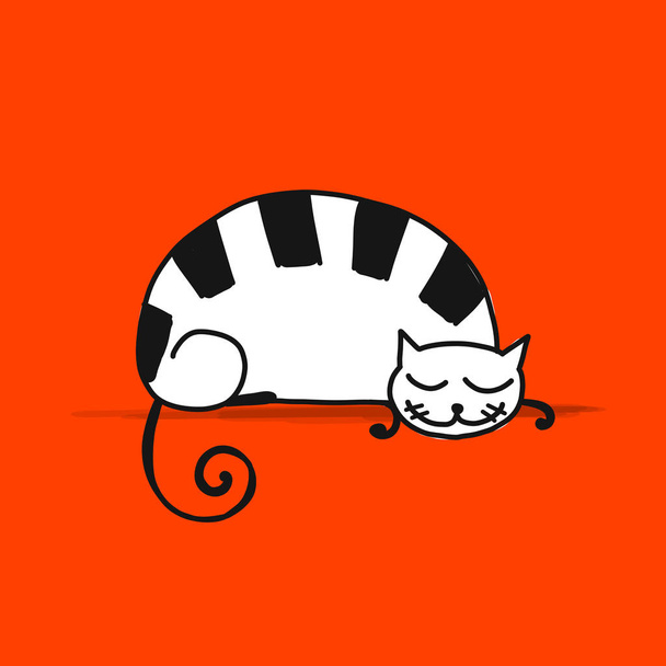 Lindo gato dormido, boceto para su diseño
 - Vector, Imagen