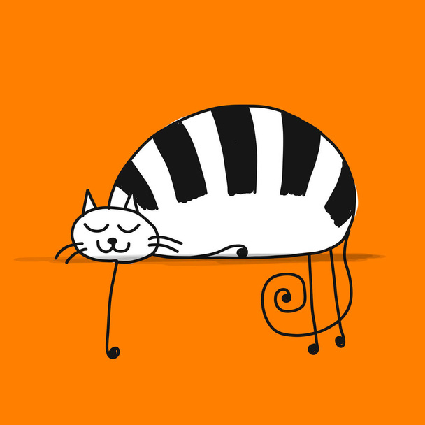 Cute sleeping cat, sketch for your design - Vector, Imagen