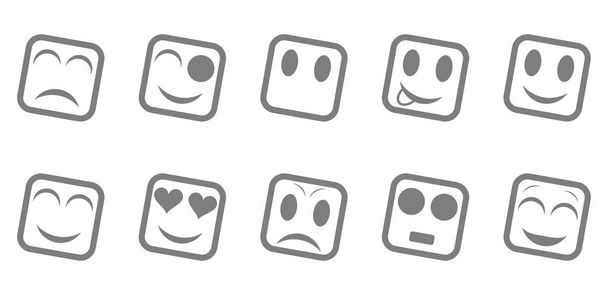 Smiley emoticons line icons. Happy, sad, upset, crying, love, cool, star, kiss, sleepy and other vector emotions. - Vector, Image