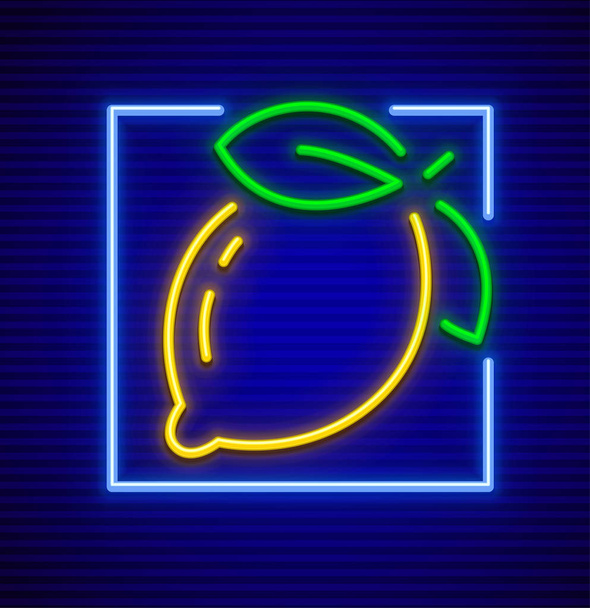 Ícone de sinal de néon com limão
 - Vetor, Imagem