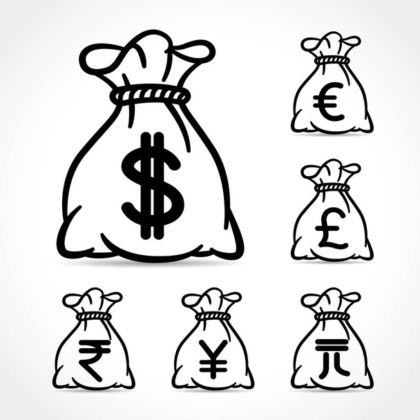 money bag icons on white background - Vector, Image