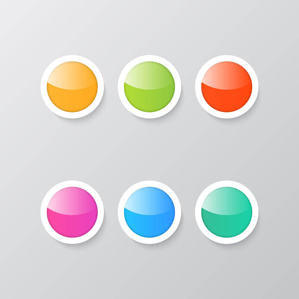 Colorful shiny buttons on a gray background. Vector illustration . - Vector, Imagen
