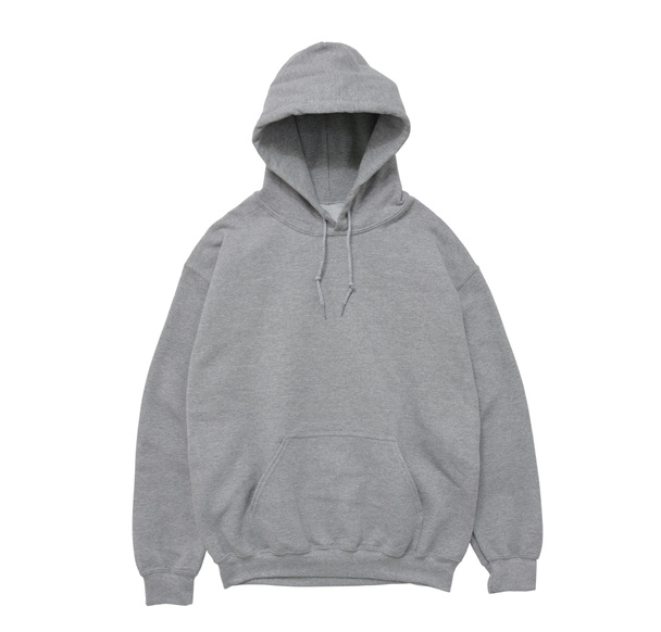 prázdné hoodie mikina šedá barva čelní pohled na bílém pozadí - Fotografie, Obrázek
