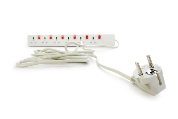 Extension cord isolated on the white - Photo, Image
