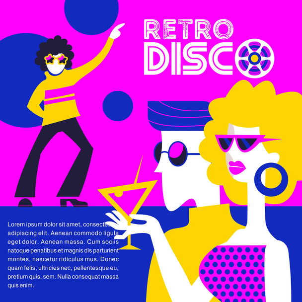 Retro disco party. Vector illustration. - Vector, imagen