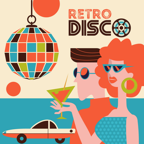 Retro disco party. Vector illustration. - Διάνυσμα, εικόνα